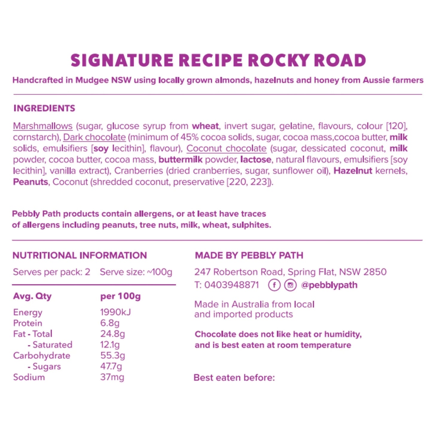 Rocky Road Signature Recipe, Handmade by Pebbly Path