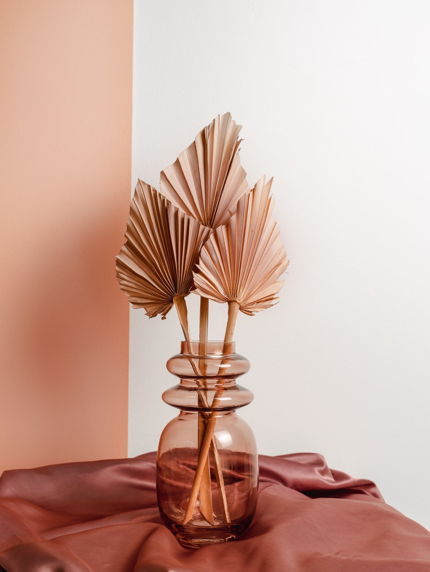 Dried Fan Palm Spear, Pastel Pink