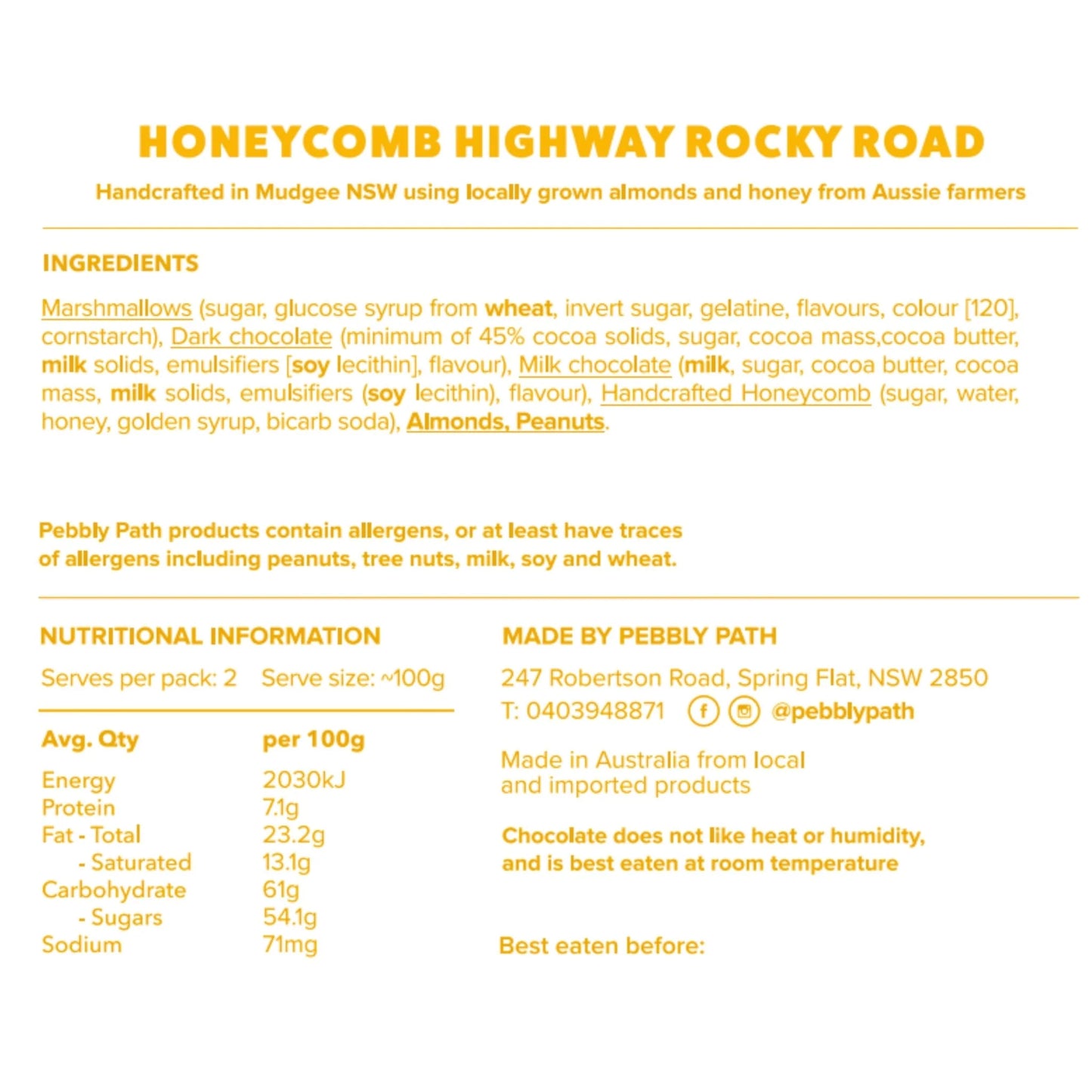 Rocky Road Honeycomb Highway, Handmade by Pebbly Path