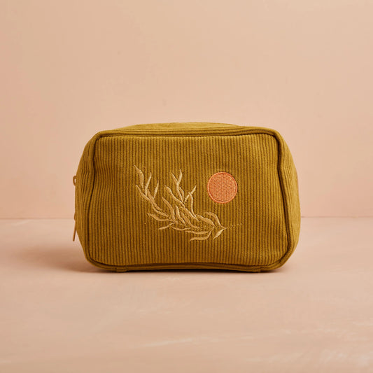 Corduroy Make up Bag in Olive