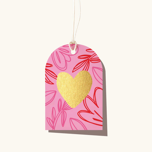 Neon heart foliage gift tag