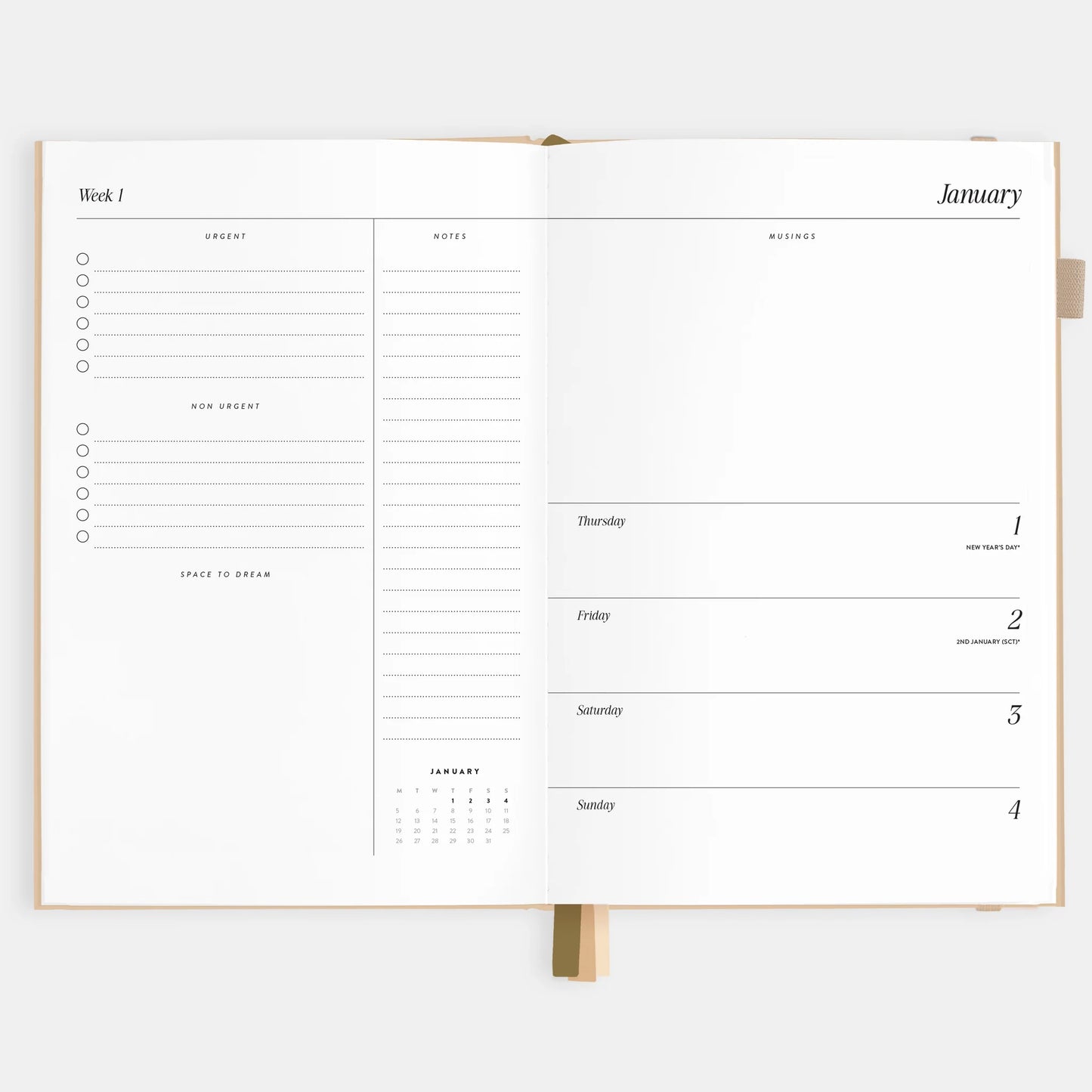 2026 A5 Horizontal Planner, Taupe - Fox & Fallow