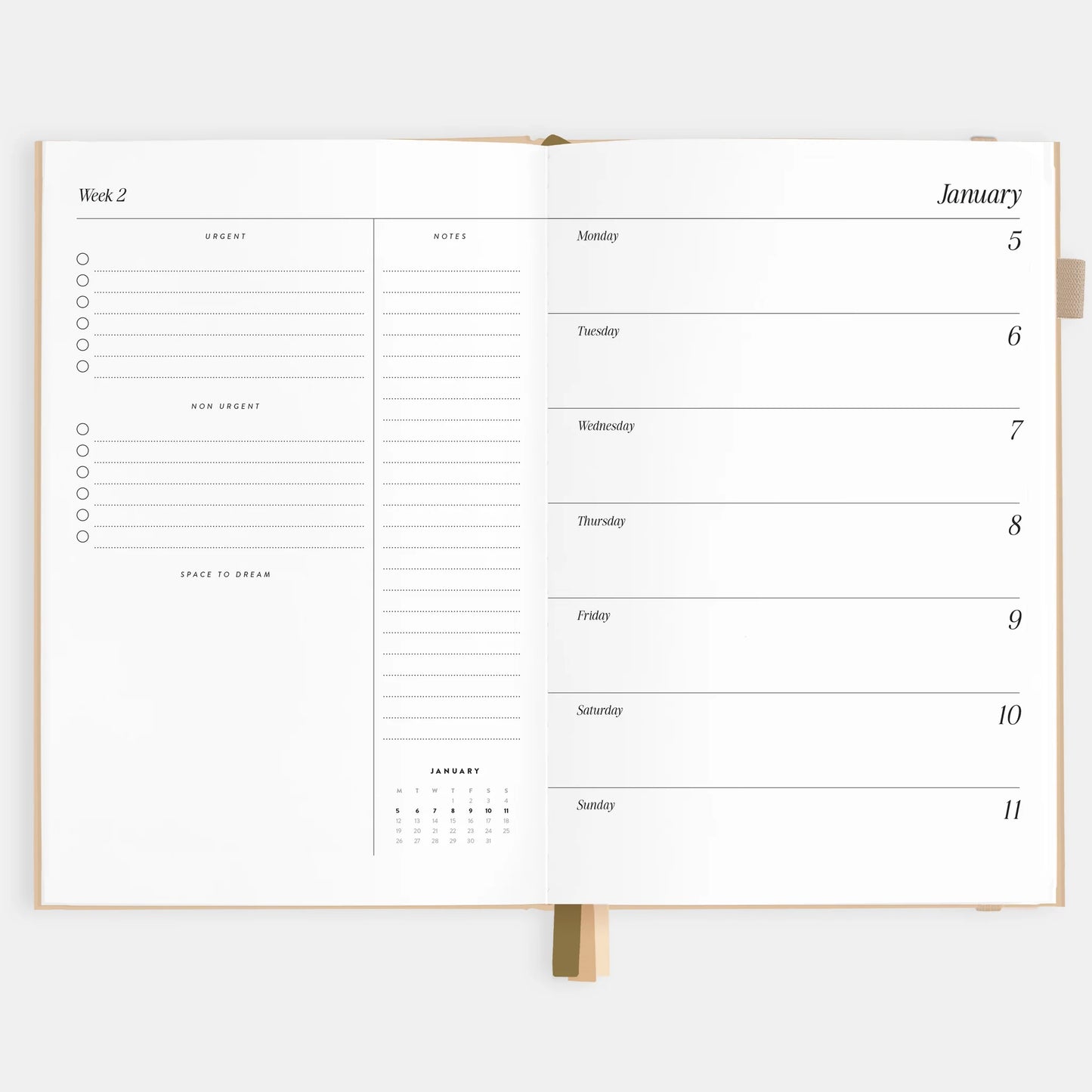 2026 A5 Horizontal Planner, Taupe - Fox & Fallow