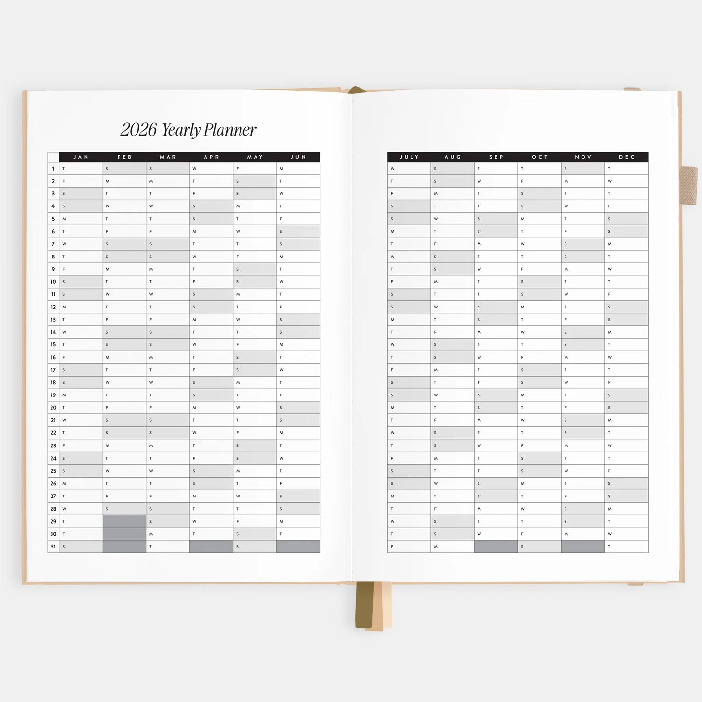 2026 A5 Horizontal Planner, Taupe - Fox & Fallow