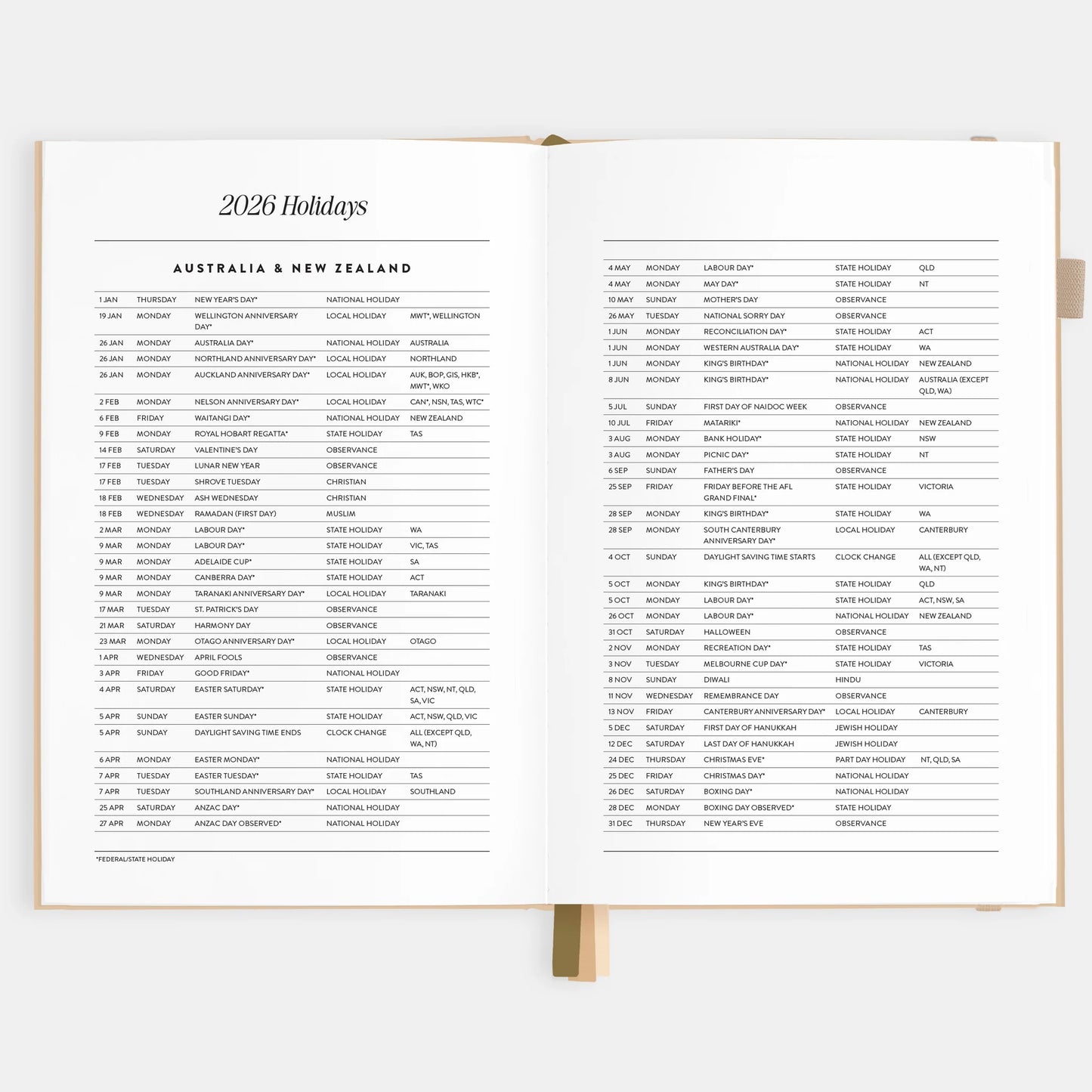 2026 A5 Horizontal Planner, Taupe - Fox & Fallow