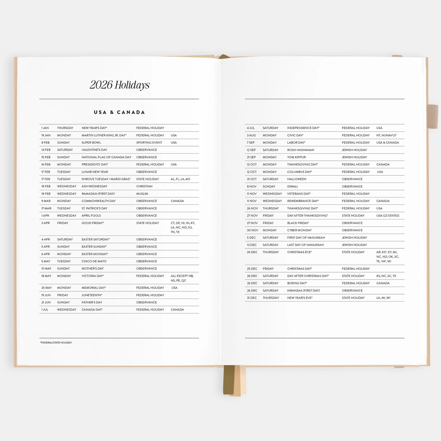 2026 A5 Horizontal Planner, Taupe - Fox & Fallow