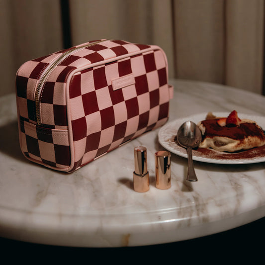 Cherry Check Washbag - Fox & Fallow