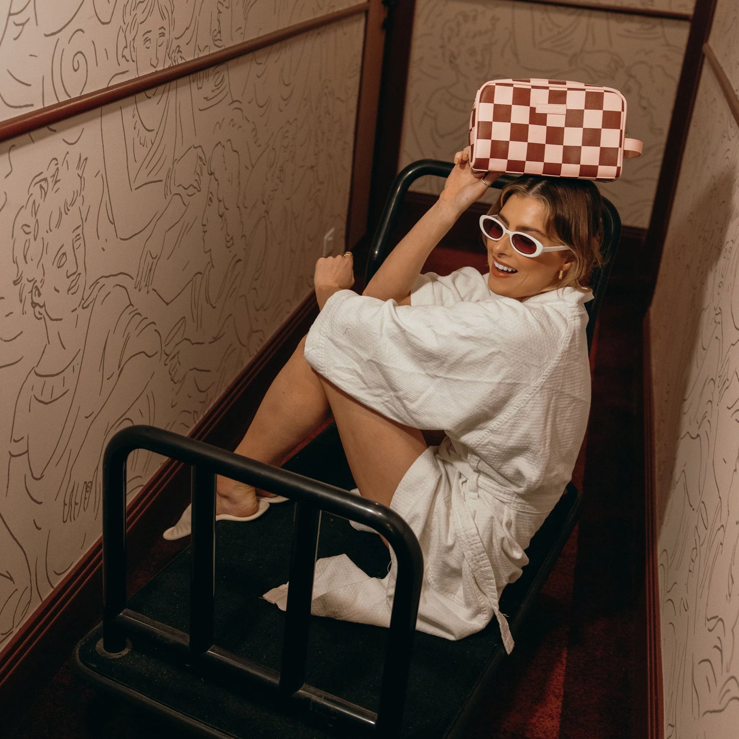 Cherry Check Washbag - Fox & Fallow