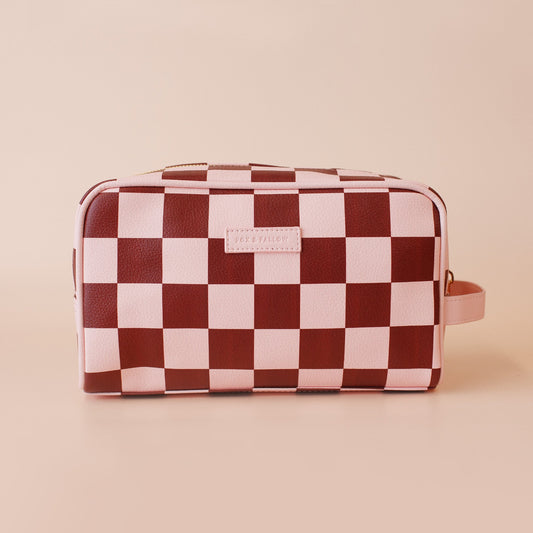 Cherry Check Washbag - Fox & Fallow