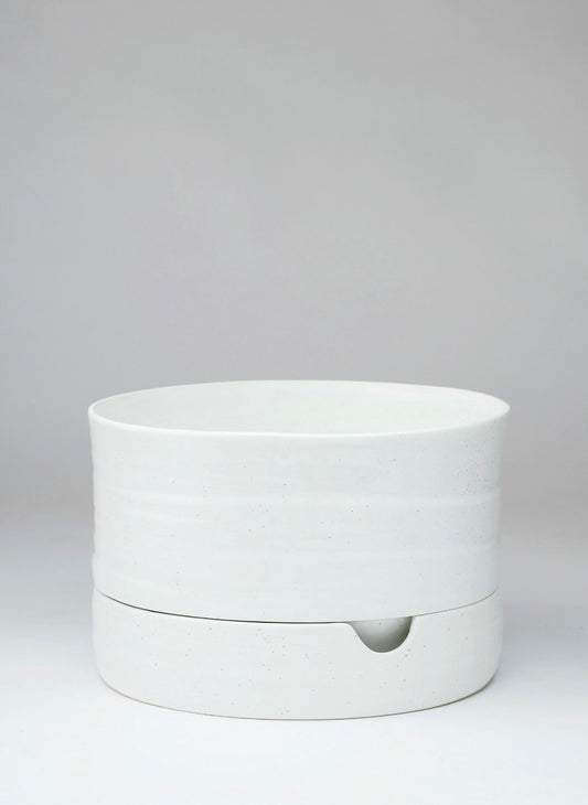 Self Watering Plant Pot Mid White Speckle (250mm Pot Size)
